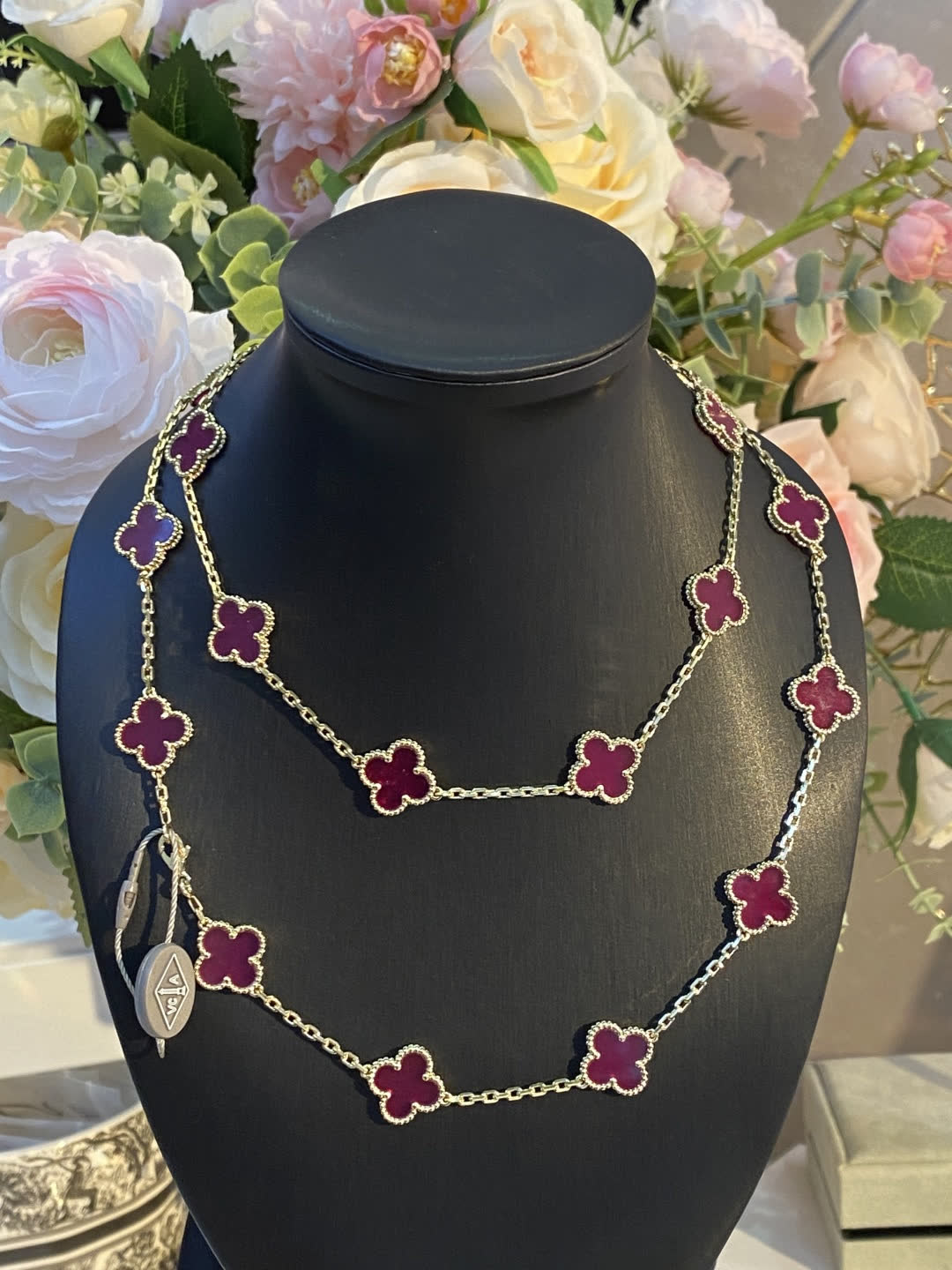 Van Cleef & Arpels Vintage Alhambra 18K Yellow Gold Ruby Necklace